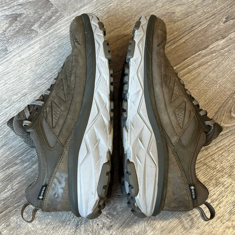 Hoka One One Challenger Low GTX Olive Brown Waterproof Hiking Shoes Womens 10